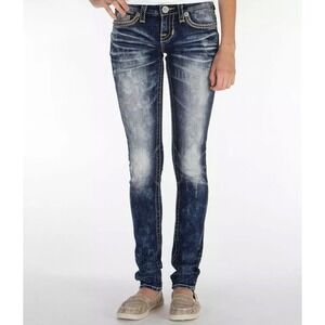 Big Star Jenae Skinny Jeans Womens 26R Medium Wash Distressed Contrast Stitch